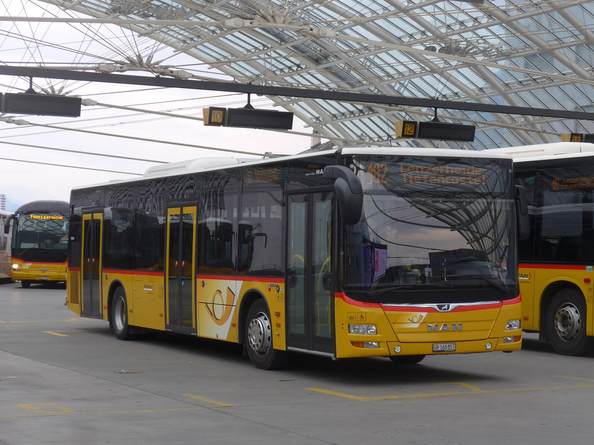 (208'007) - PostAuto Graubnden - GR 168'857 - MAN am 21. Juli 2019 in Chur, Postautostation