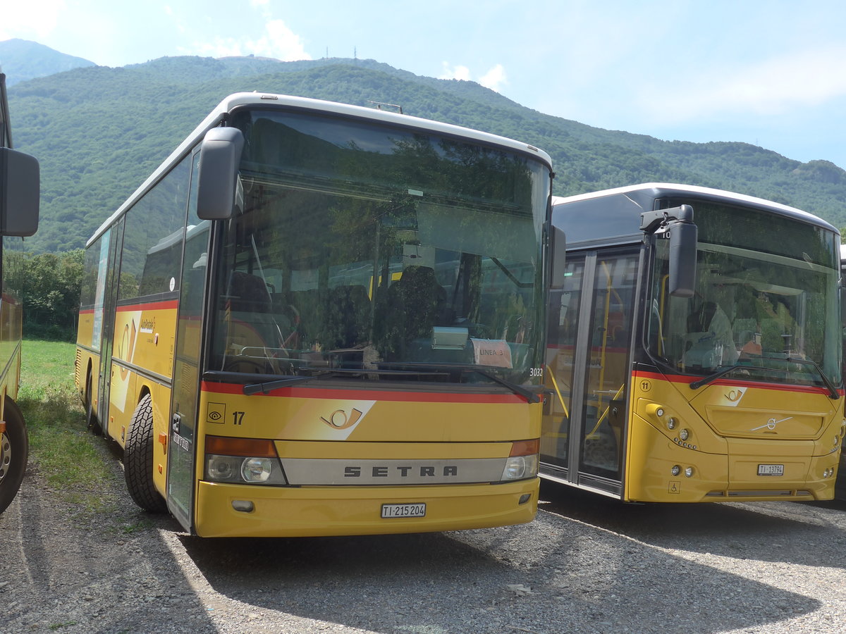 (208'062) - ATV, Rivera - Nr. 17/TI 215'204 - Setra (ex AutoPostale Ticino TI 215'204; ex AutoPostale Ticino Nr. 510; ex AutoPostale Ticino TI 215'204; ex Marchetti, Airolo) am 21. Juli 2019 in Rivera, Garage