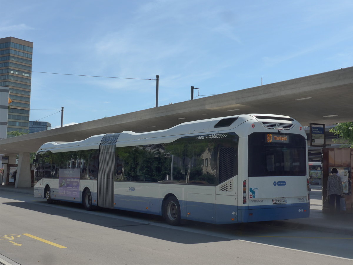 (208'250) - VBZ Zrich - Nr. 441/ZH 907'441 - Volvo am 1. August 2019 beim Bahnhof Zrich-Oerlikon