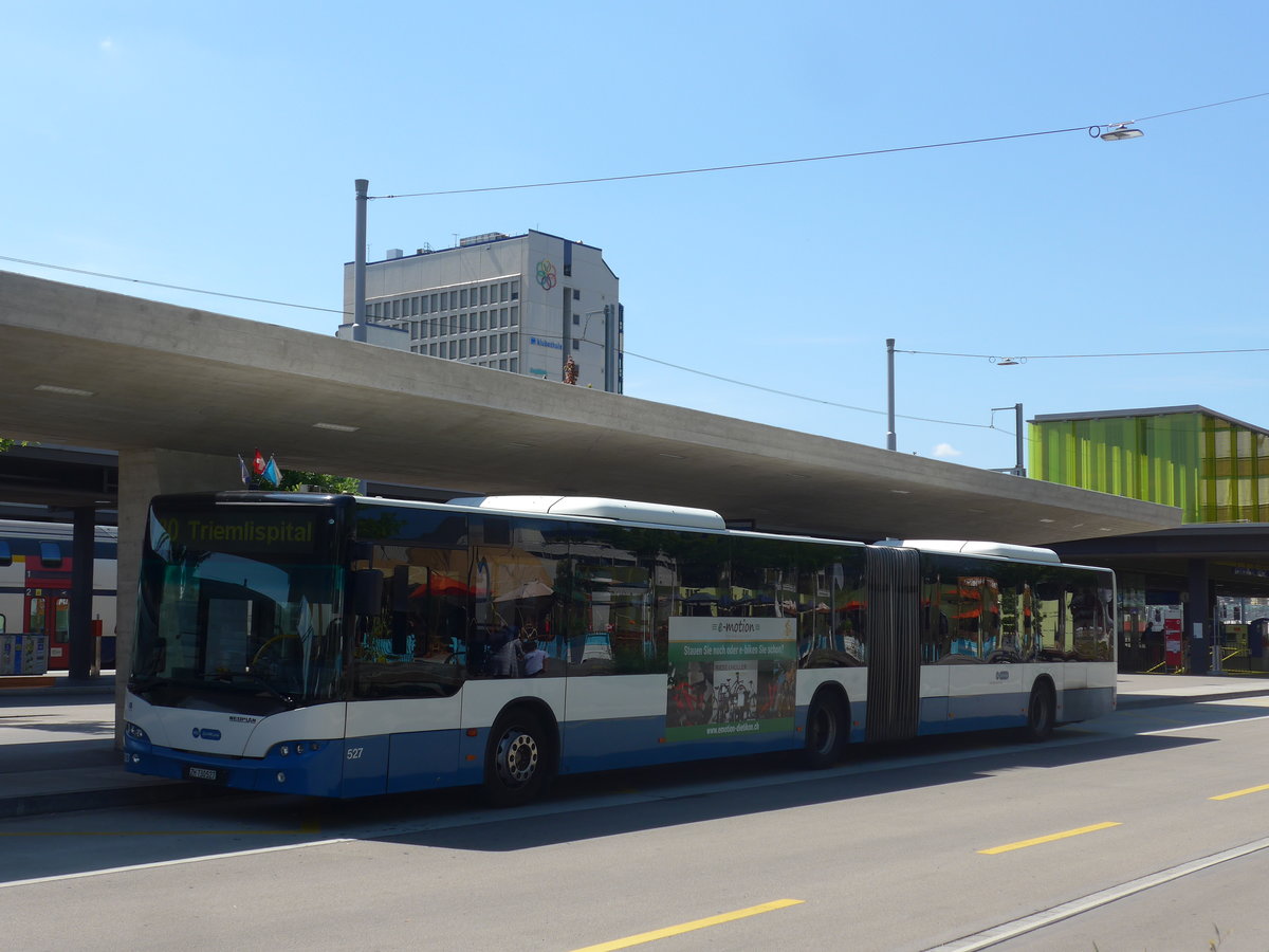 (208'253) - VBZ Zrich - Nr. 527/ZH 730'527 - Neoplan am 1. August 2019 beim Bahnhof Zrich-Oerlikon