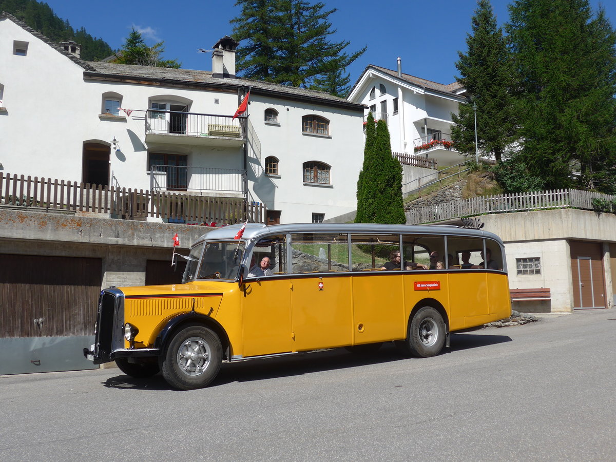 (208'323) - Bonnard, Ayer - VS 16'091 - Saurer/Hess (ex APN Genve; ex Baumgartner, Grenchen; ex P 23'009; ex P 2031) am 3. August 2019 in Simplon Dorf, Post