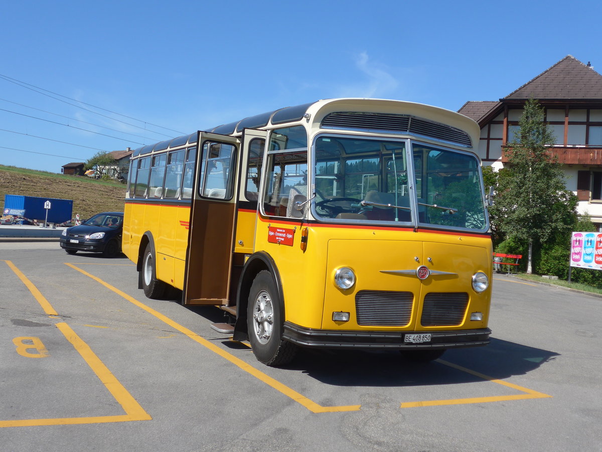 (208'411) - Ott, Ortschwaben - BE 408'850 - FBW/FHS (ex Nef, Hemberg; ex Mathis, Chur; ex P 24'163) am 4. August 2019 beim Bahnhof Biglen