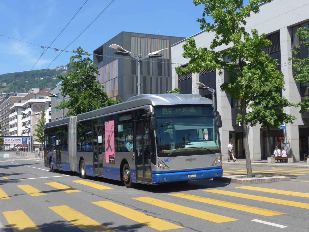 (208'434) - VMCV Clarens - Nr. 60/VD 1360 - Van Hool am 4. August 2019 beim Bahnhof Vevey