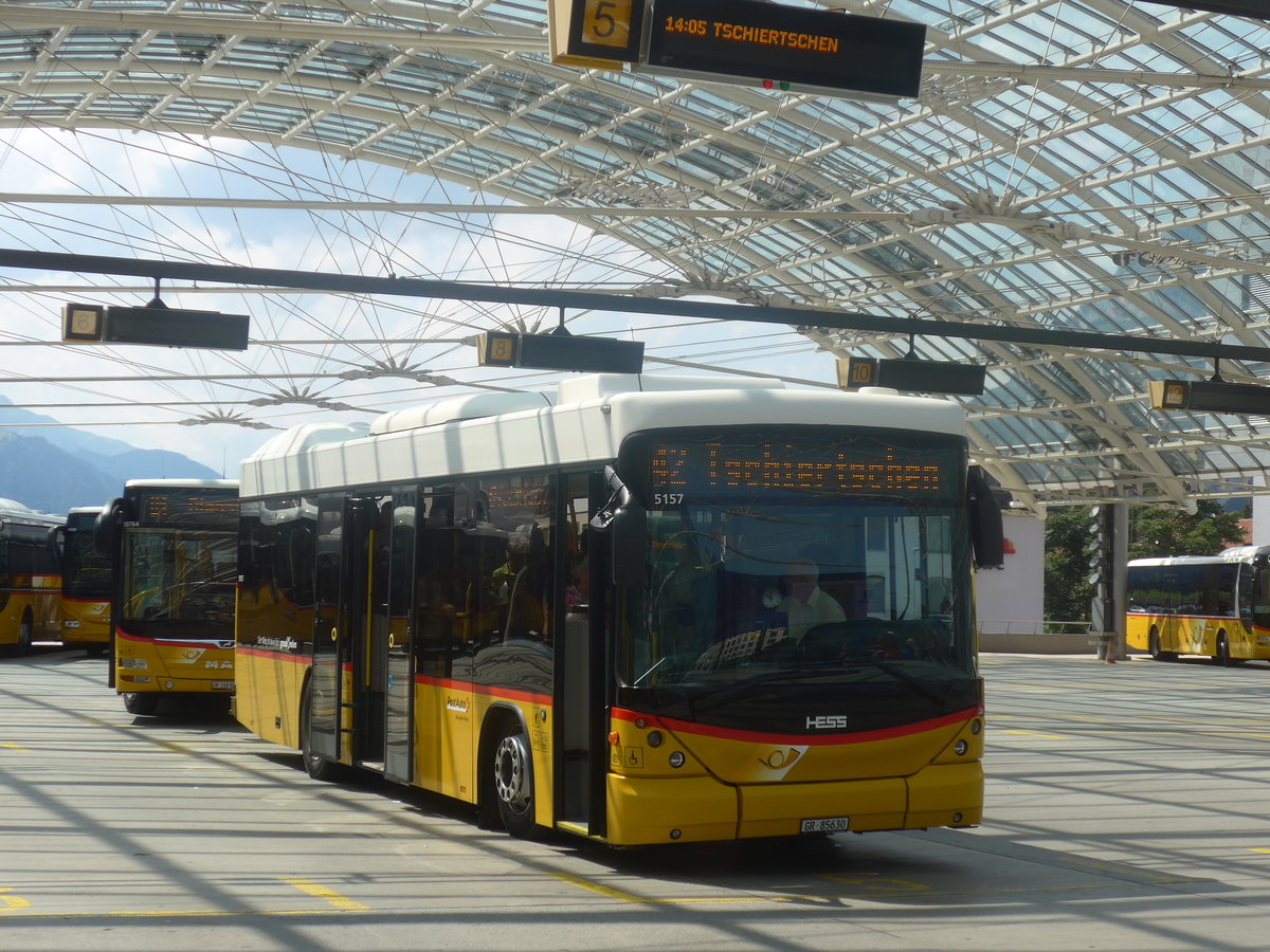 (208'672) - PostAuto Graubnden - GR 85'630 - Scania/Hess am 11. August 2019 in Chur, Postautostation