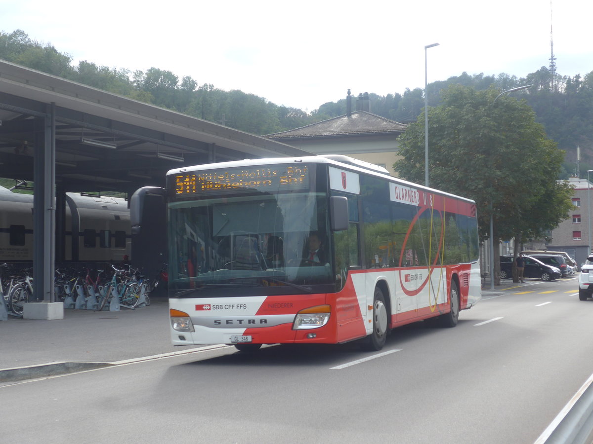 (208'762) - Niederer, Filzbach - Nr. 26/GL 348 - Setra am 17. August 2019 beim Bahnhof Ziegelbrcke