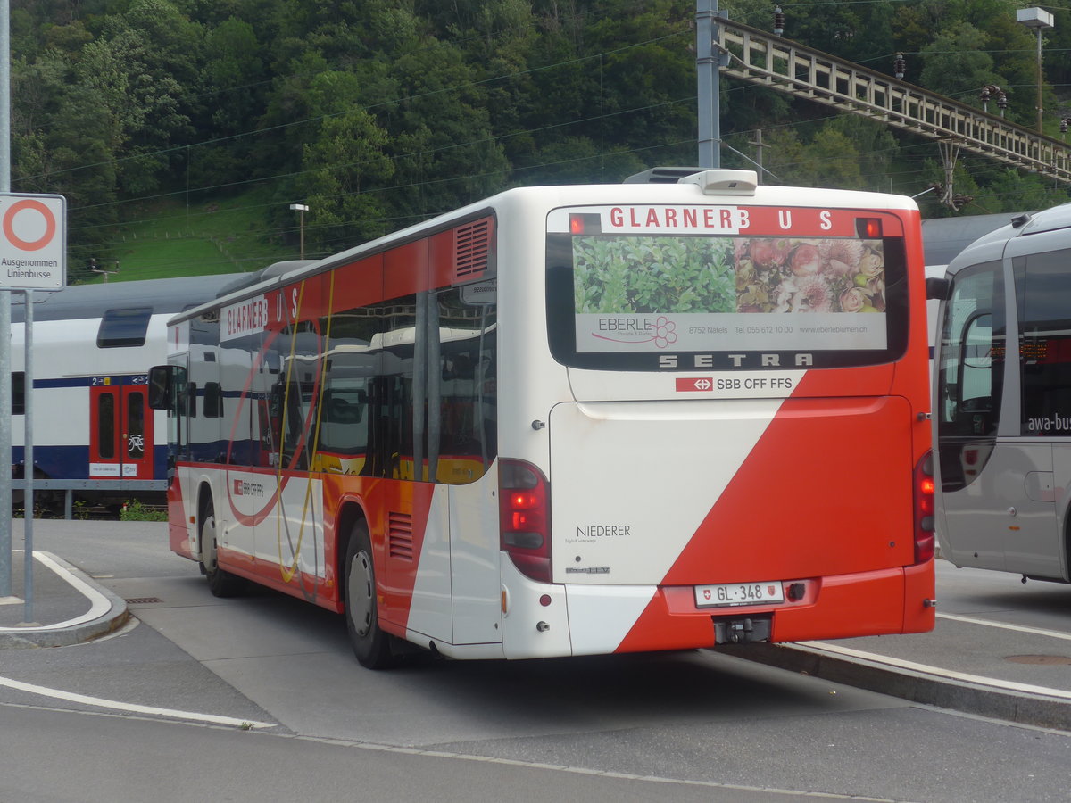 (208'763) - Niederer, Filzbach - Nr. 26/GL 348 - Setra am 17. August 2019 beim Bahnhof Ziegelbrcke