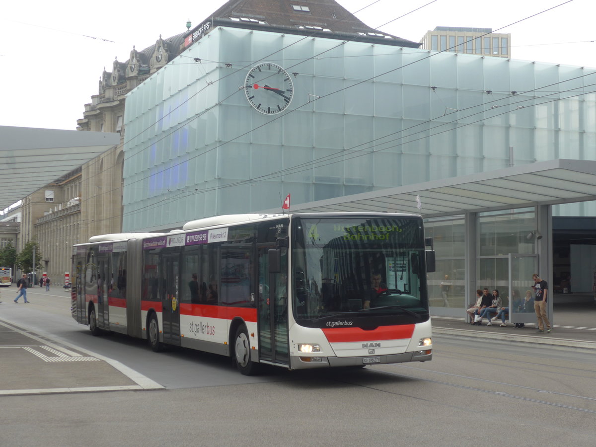 (208'944) - St. Gallerbus, St. Gallen - Nr. 279/SG 198'279 - MAN am 17. August 2019 beim Bahnhof St. Gallen