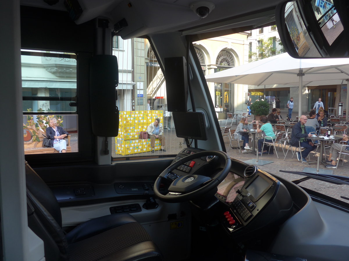 (209'547) - VBSH Schaffhausen - Nr. 35/SH 38'035 - Irizar (Probefahrzeug) am 14. September 2019 in Schaffhausen, Fronwagplatz (Innenaufnahme)