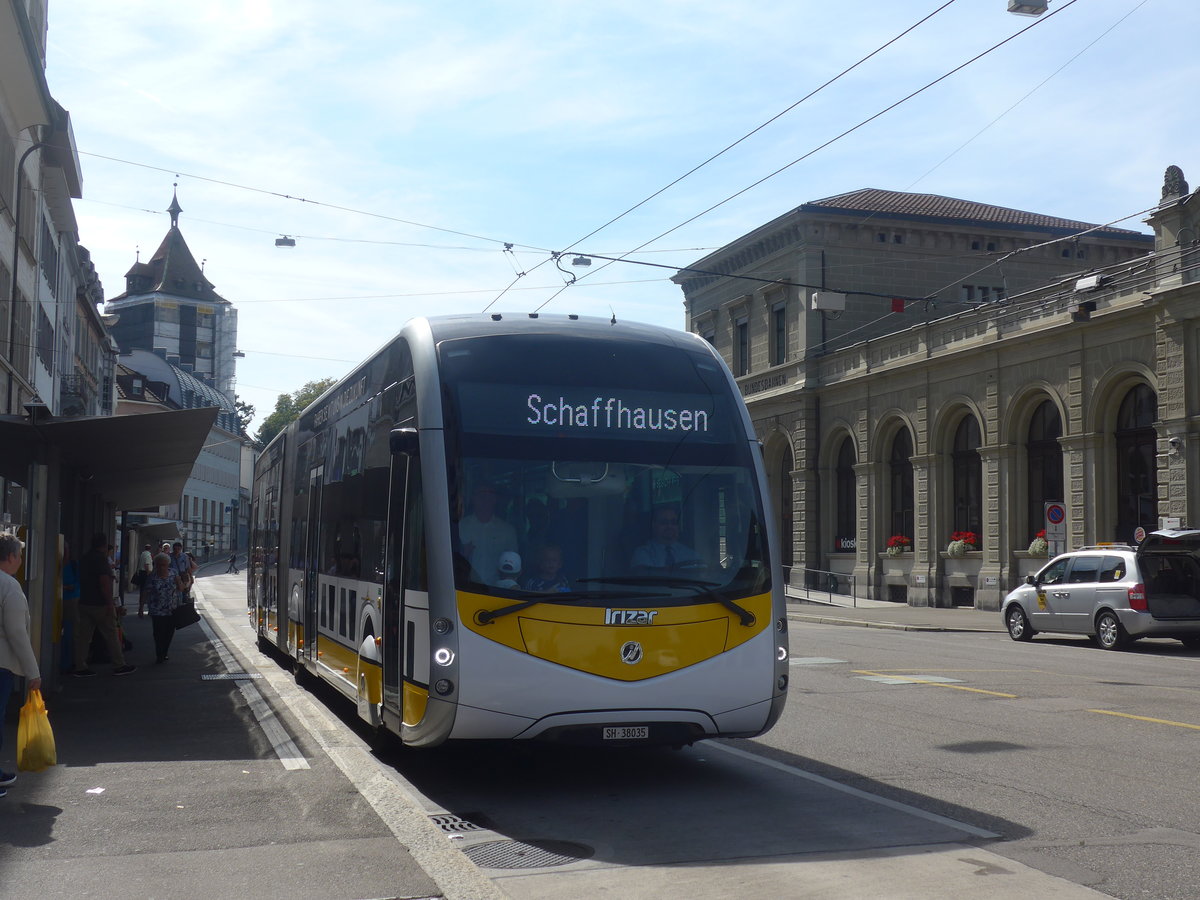 (209'637) - VBSH Schaffhausen - Nr. 35/SH 38'035 - Irizar (Probefahrzeug) am 14. September 2019 beim Bahnhof Schaffhausen