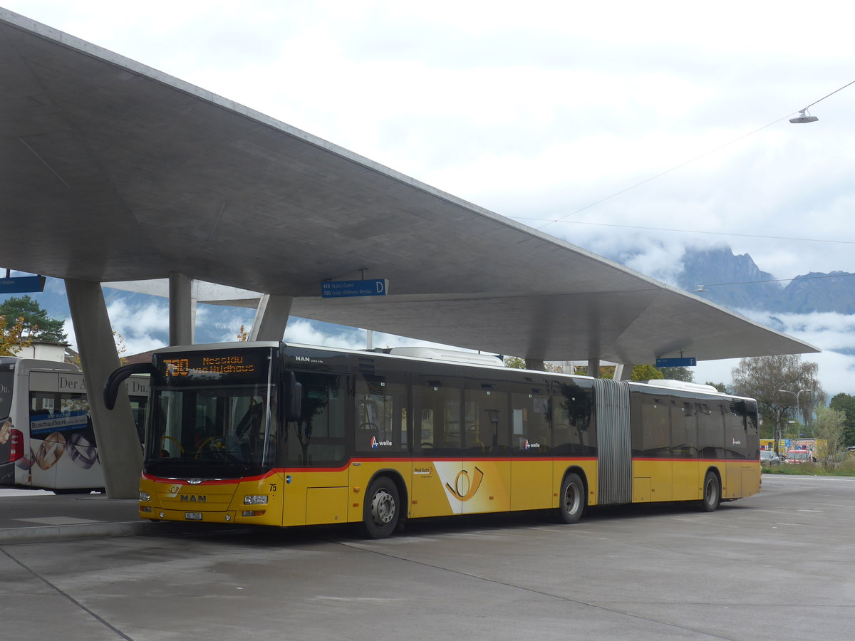 (209'991) - Steffen, Remetschwil - Nr. 75/AG 7560 - MAN (ex Twerenbold, Baden Nr. 19) am 6. Oktober 2019 beim Bahnhof Buchs (Einsatz PostAuto)