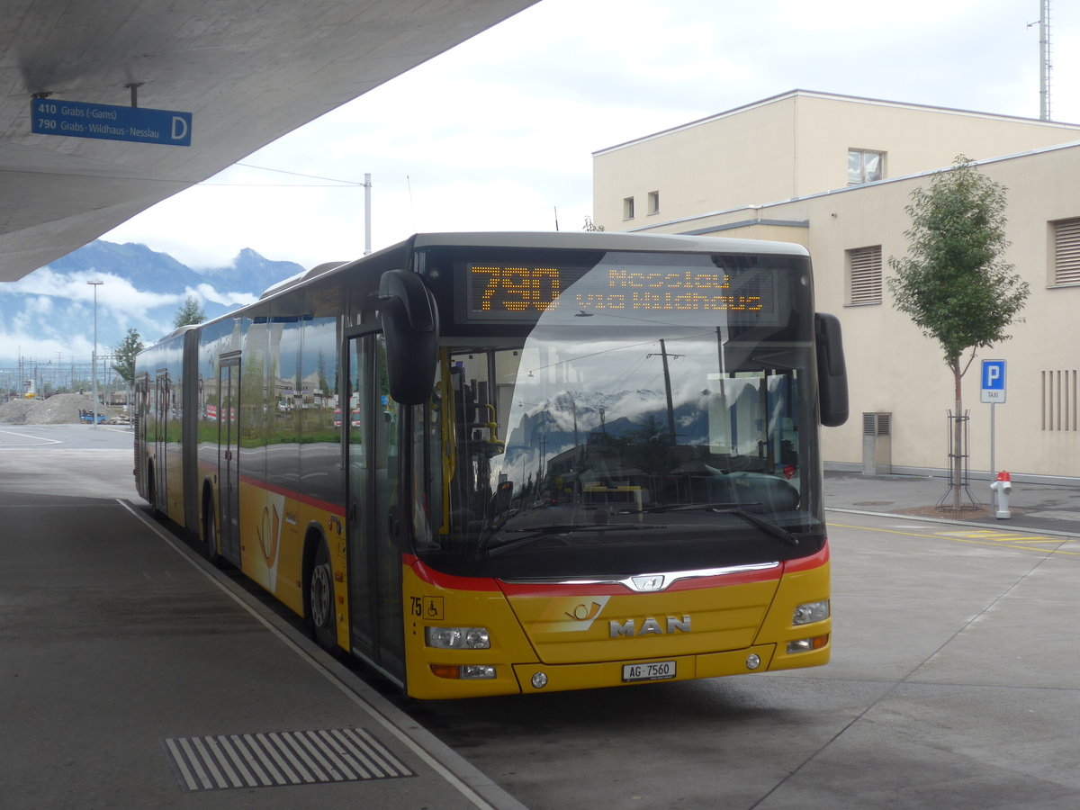 (209'994) - Steffen, Remetschwil - Nr. 75/AG 7560 - MAN (ex Twerenbold, Baden Nr. 19) am 6. Oktober 2019 beim Bahnhof Buchs (Einsatz PostAuto)