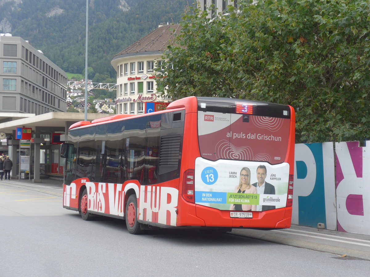 (210'030) - SBC Chur - Nr. 18/GR 97'518 - Mercedes am 6. Oktober 2019 beim Bahnhof Chur