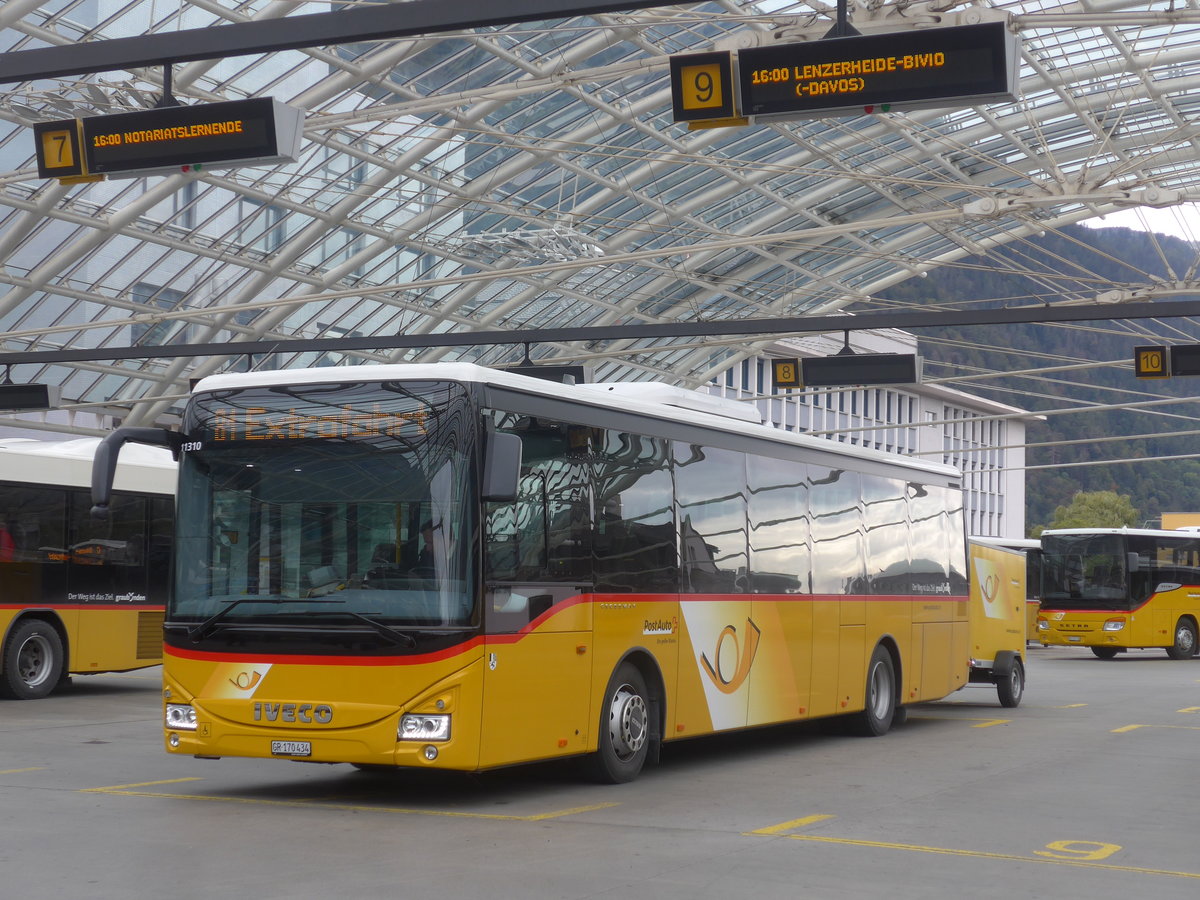 (210'050) - PostAuto Graubnden - GR 170'434 - Iveco (ex Lagerfahrzeug Iveco) am 6. Oktober 2019 in Chur, Postautostation