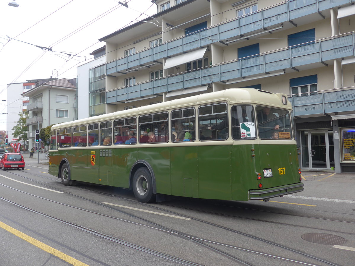 (210'440) - SVB Bern (Bernmobil historique) - Nr. 157/BE 113'157 - FBW/Gangloff am 20. Oktober 2019 in Bern, Weissenbhl