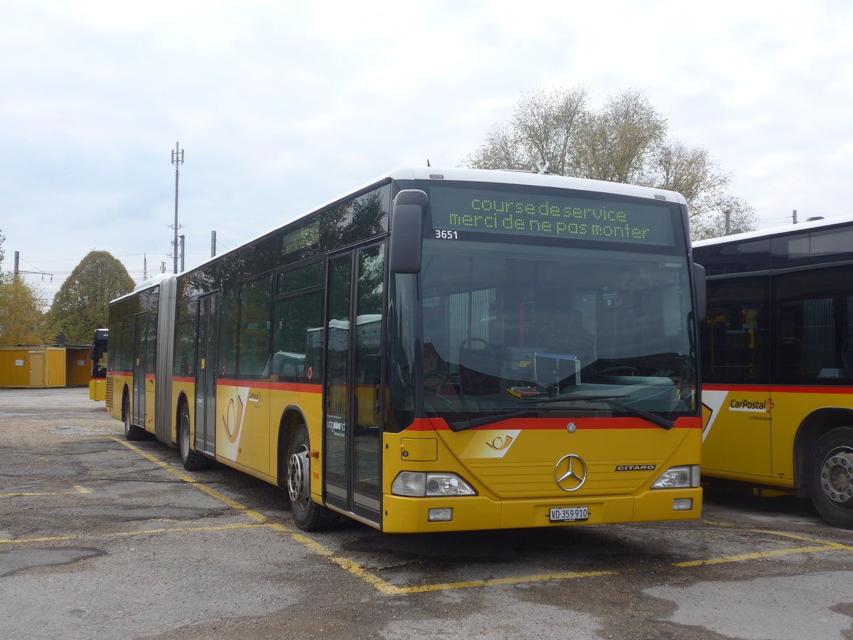 (210'900) - CarPostal Ouest - VD 359'910 - Mercedes (ex JU 7589; ex Nr. 72; ex Stucki, Porrentruy Nr. 12) am 9. November 2019 in Yverdon, Garage