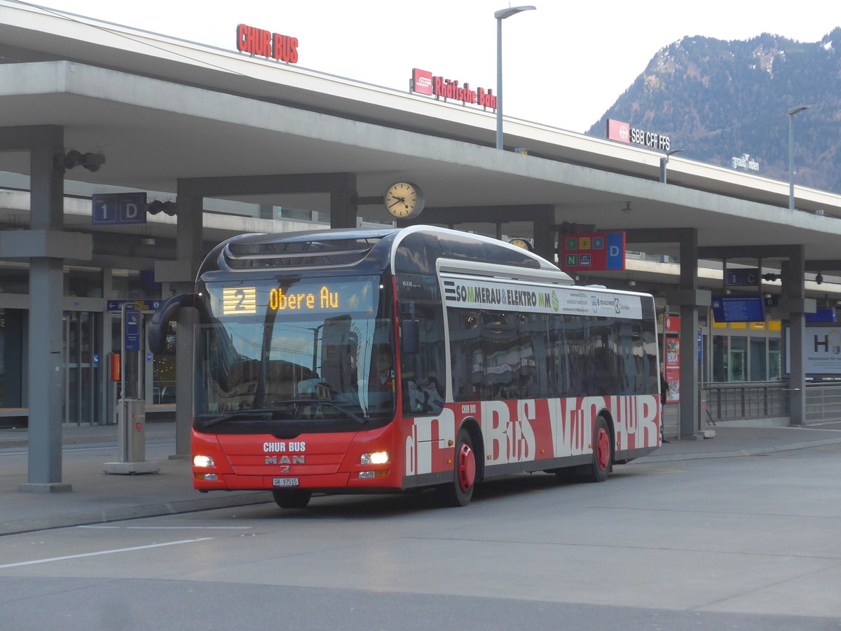 (212'576) - SBC Chur - Nr. 15/GR 97'515 - MAN am 7. Dezember 2019 beim Bahnhof Chur