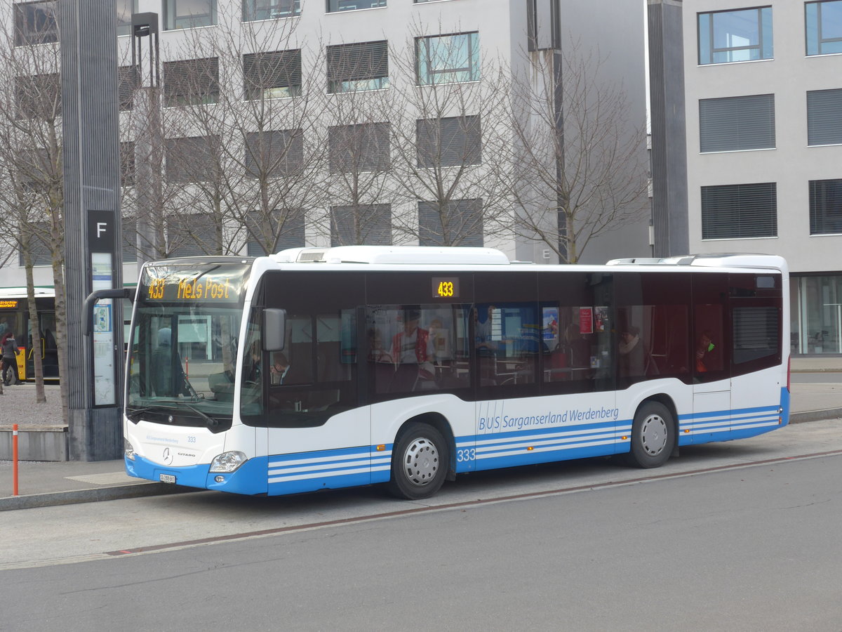 (212'652) - BSW Sargans - Nr. 333/SG 288'661 - Mercedes am 7. Dezember 2019 beim Bahnhof Sargans