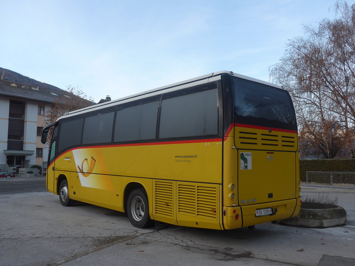 (212'701) - TMR Martigny - Nr. 126/VS 1109 - MAN/Beulas am 8. Dezember 2019 in Sion, alte Ortsbusgarage