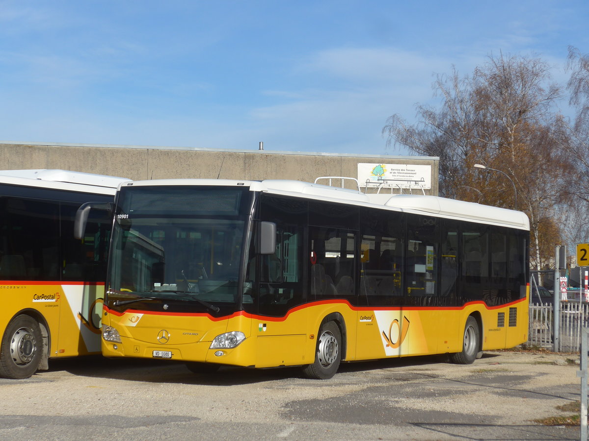 (212'784) - CarPostal Ouest - VD 1080 - Mercedes (ex TPB, Sdeilles) am 8. Dezember 2019 in Yverdon, Garage