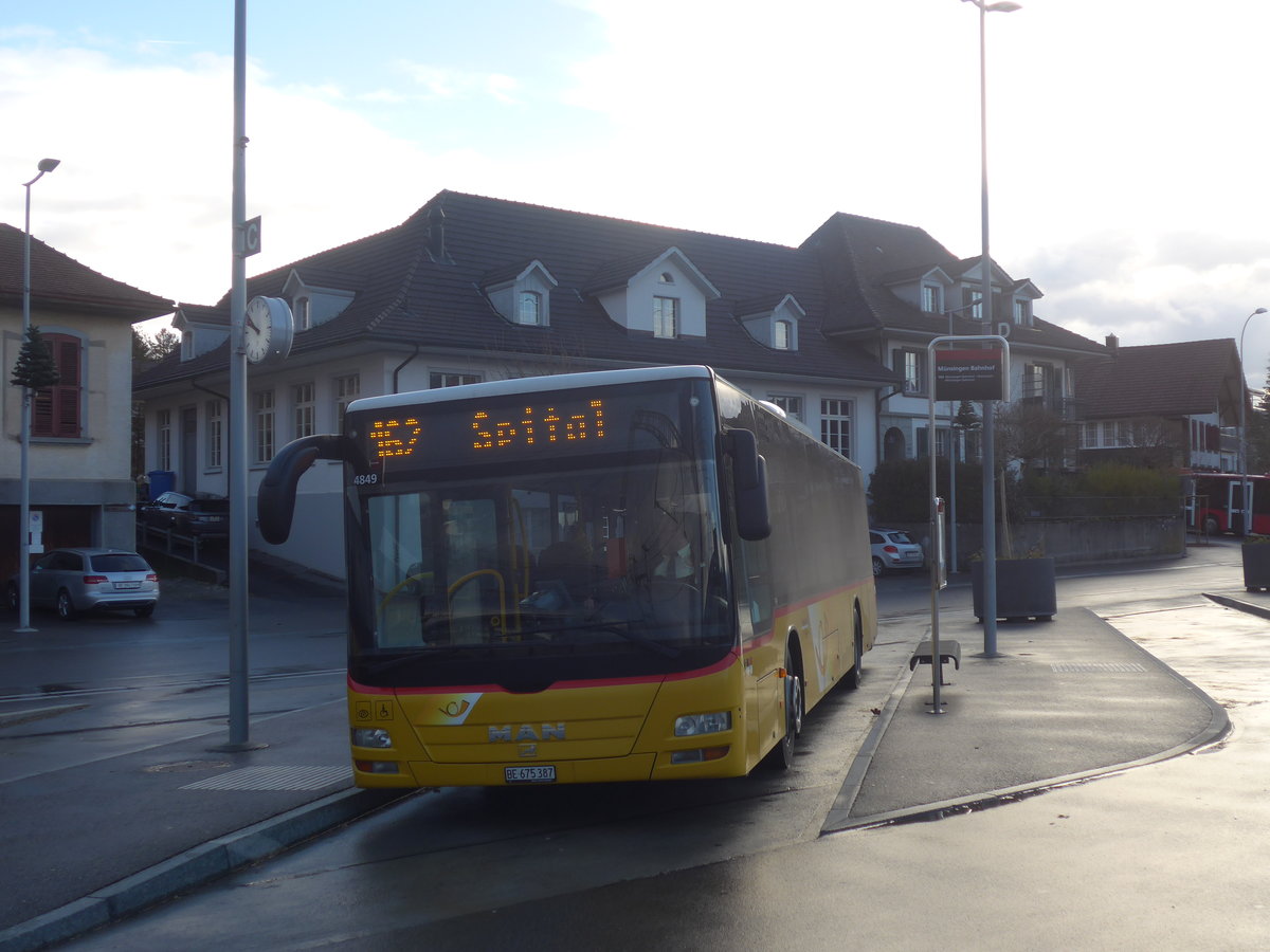 (212'885) - PostAuto Bern - Nr. 541/BE 675'387 - MAN am 14. Dezember 2019 beim Bahnhof Mnsingen