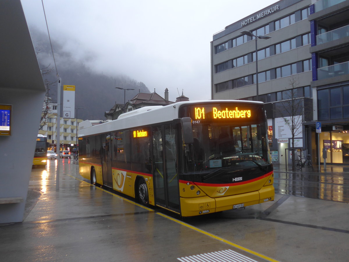 (213'076) - PostAuto Bern - Nr. 6/BE 669'359 - Hess (ex Klopfstein, Laupen Nr. 6) am 22. Dezember 2019 beim Bahnhof Interlaken West