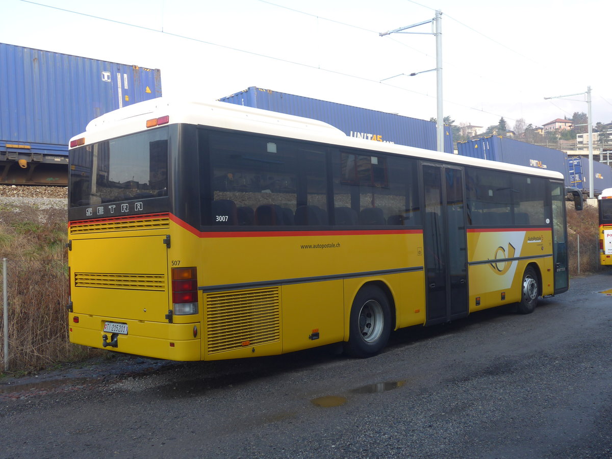 (213'864) - Autopostale, Muggio - Nr. 507/TI 215'201 - Setra (ex AutoPostale Ticino Nr. 507; ex P 25'698) am 18. Januar 2020 in Balerna, Garage