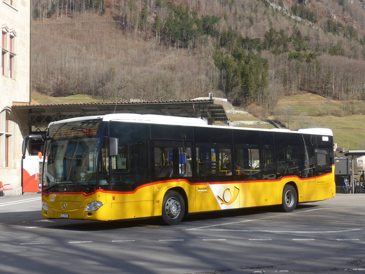 (214'190) - Niederer, Filzbach - Nr. 4/GL 791 - Mercedes am 15. Februar 2020 beim Bahnhof Glarus