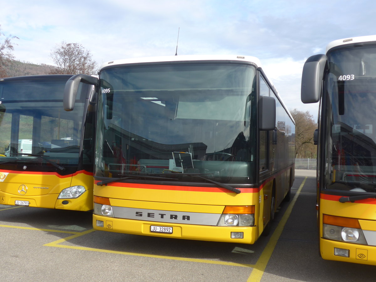 (214'281) - CarPostal Ouest - JU 32'892 - Setra (ex Nr. 19) am 16. Februar 2020 in Develier, Parkplatz