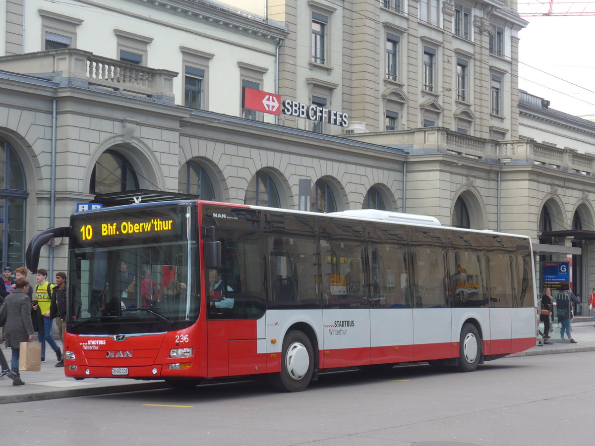 (214'459) - SW Winterthur - Nr. 236/ZH 602'236 - MAN am 18. Februar 2020 beim Hauptbahnhof Winterthur