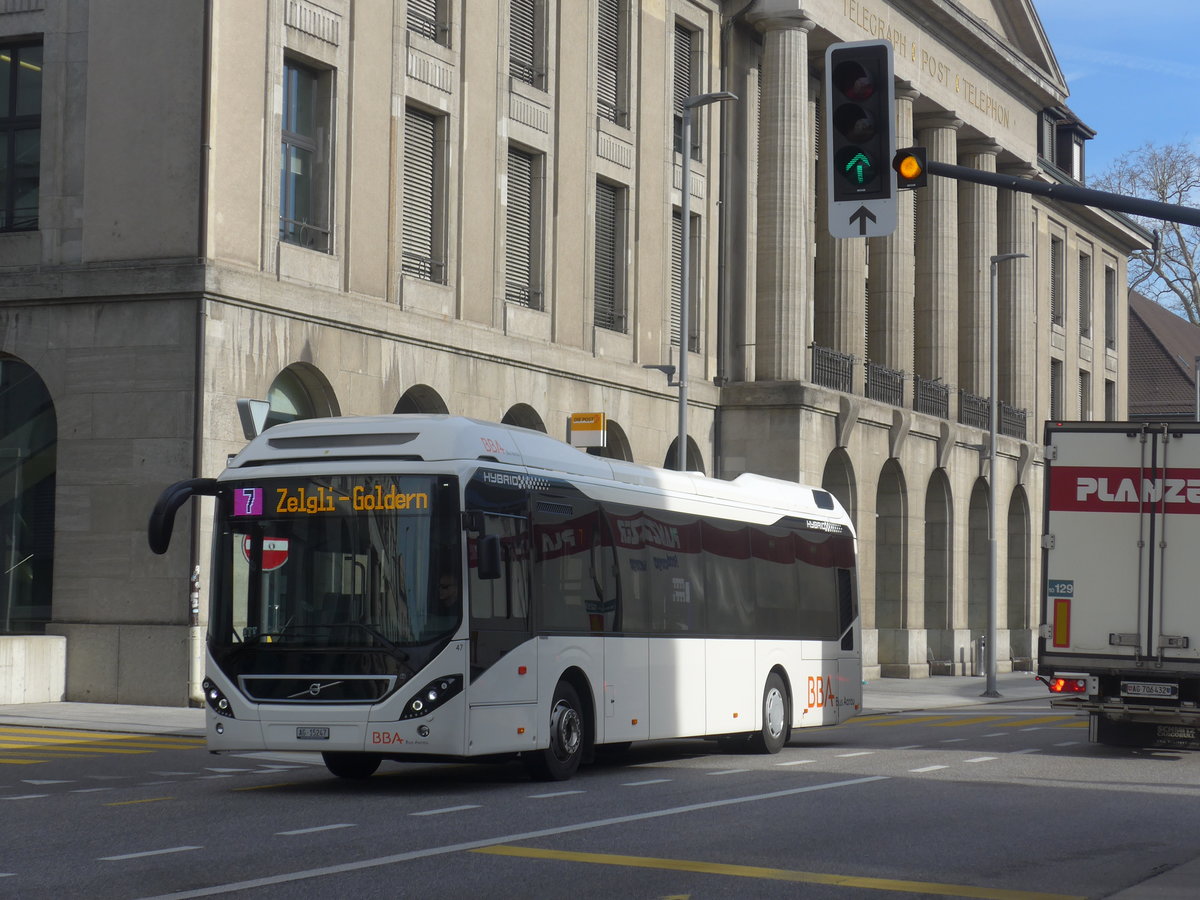 (214'600) - BBA Aarau - Nr. 47/AG 15'247 - Volvo am 20. Februar 2020 beim Bahnhof Aarau