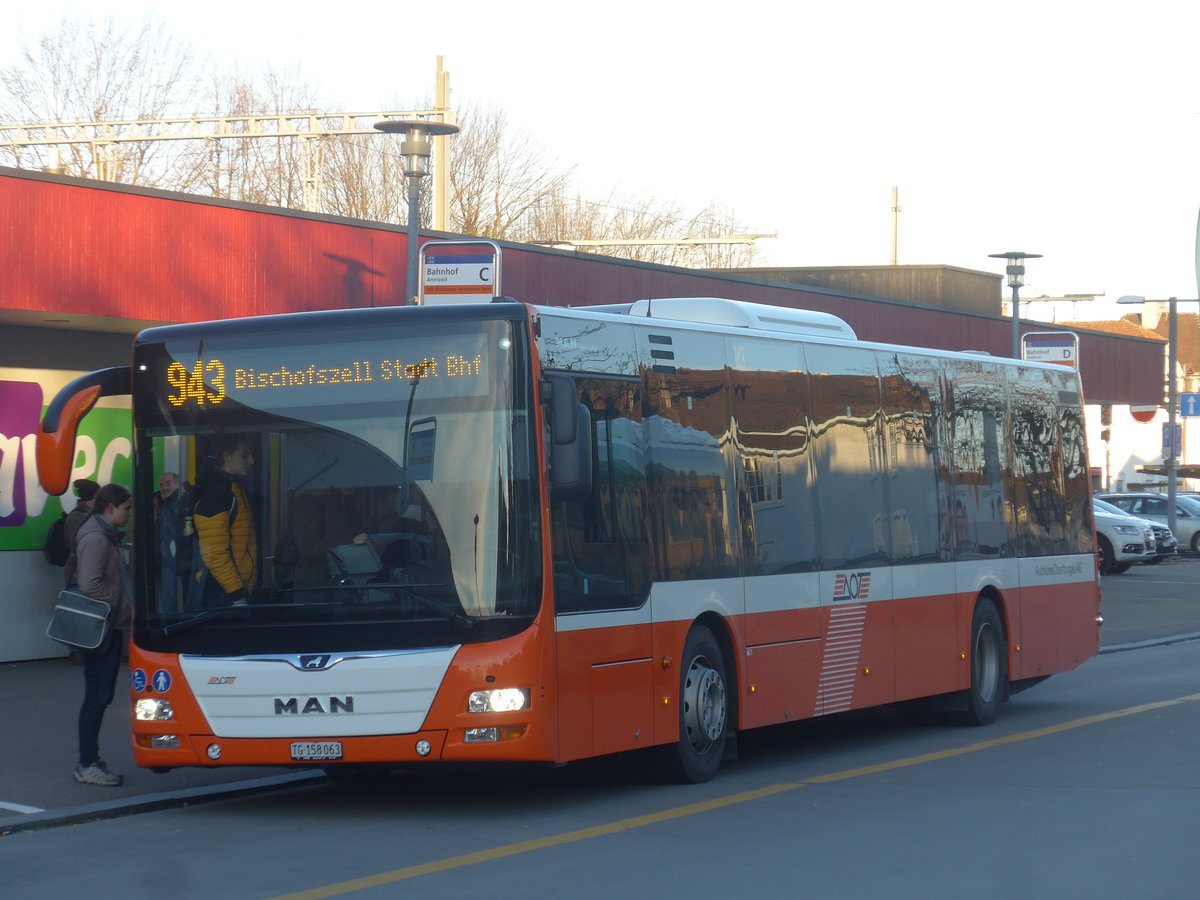 (214'689) - AOT Amriswil - Nr. 415/TG 158'063 - MAN am 20. Februar 2020 beim Bahnhof Amriswil