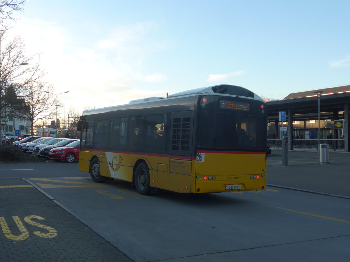 (214'691) - AOT Amriswil - Nr. 23/TG 158'030 - Solaris am 20. Februar 2020 beim Bahnhof Amriswil