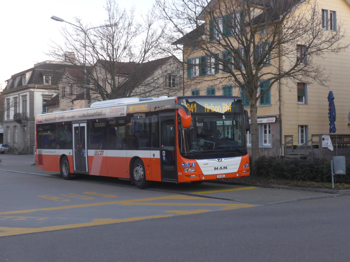 (214'705) - AOT Amriswil - Nr. 413/TG 691 - MAN am 20. Februar 2020 beim Bahnhof Amriswil