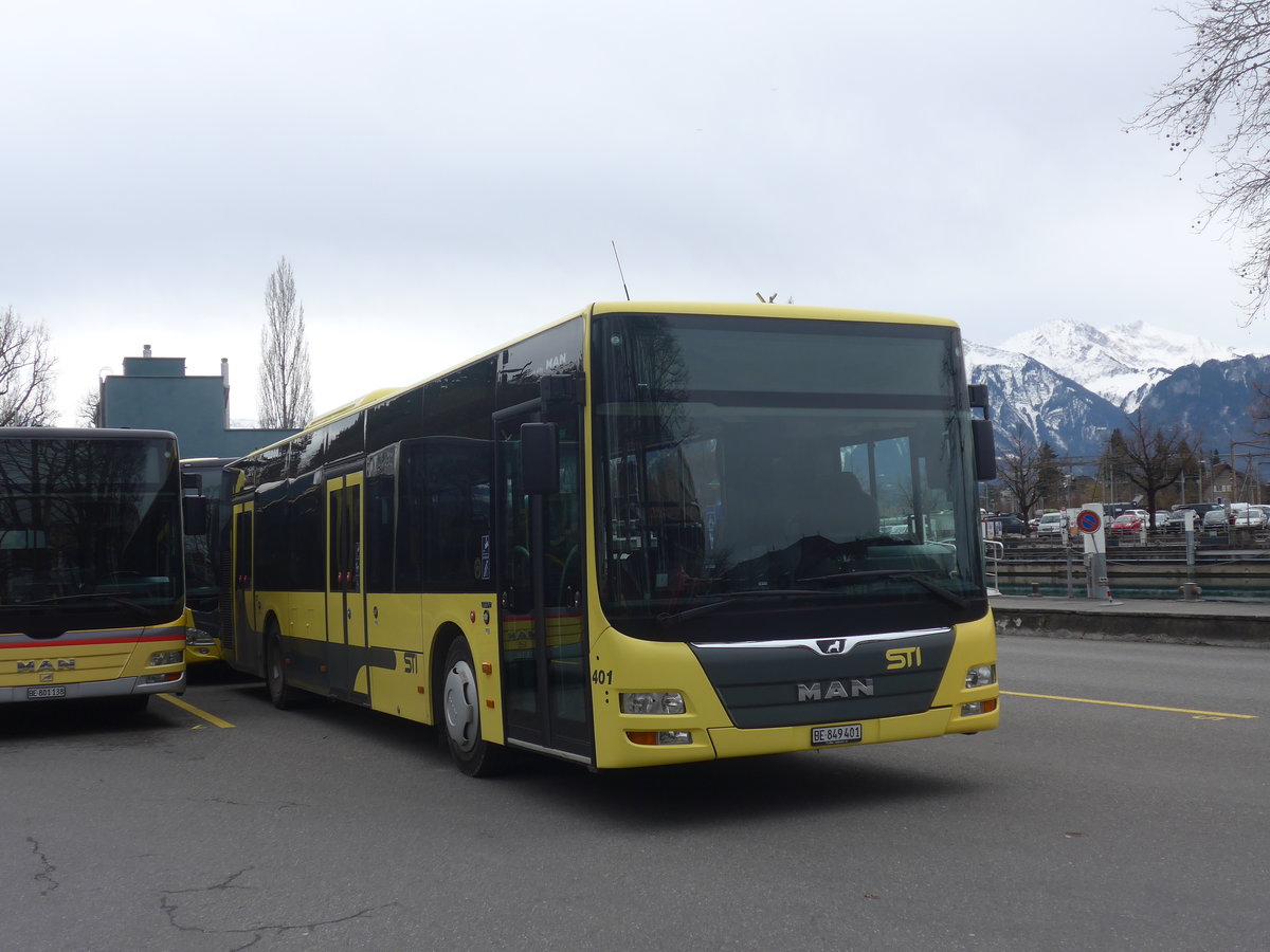 (215'022) - STI Thun - Nr. 401/BE 849'401 - MAN am 2. Mrz 2020 bei der Schifflndte Thun