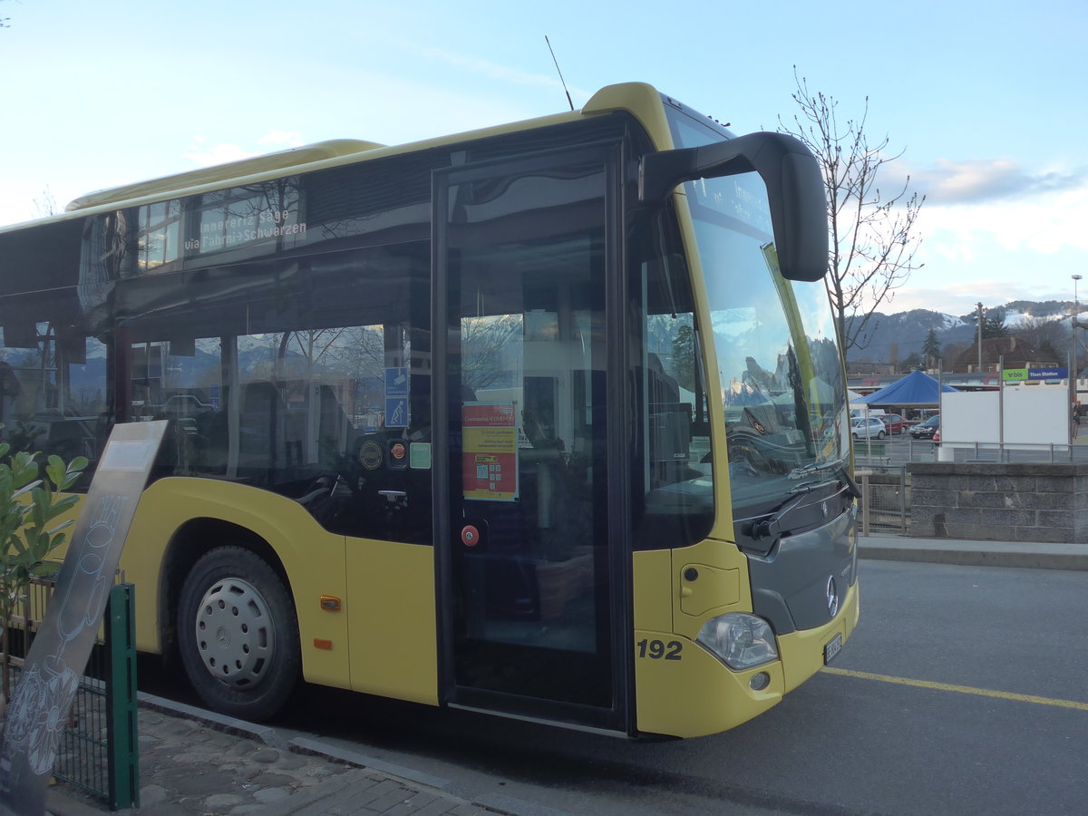 (215'110) - STI Thun - Nr. 192/BE 804'192 - Mercedes am 12. Mrz 2020 bei der Schifflndte Thun (Teilaufnahme)