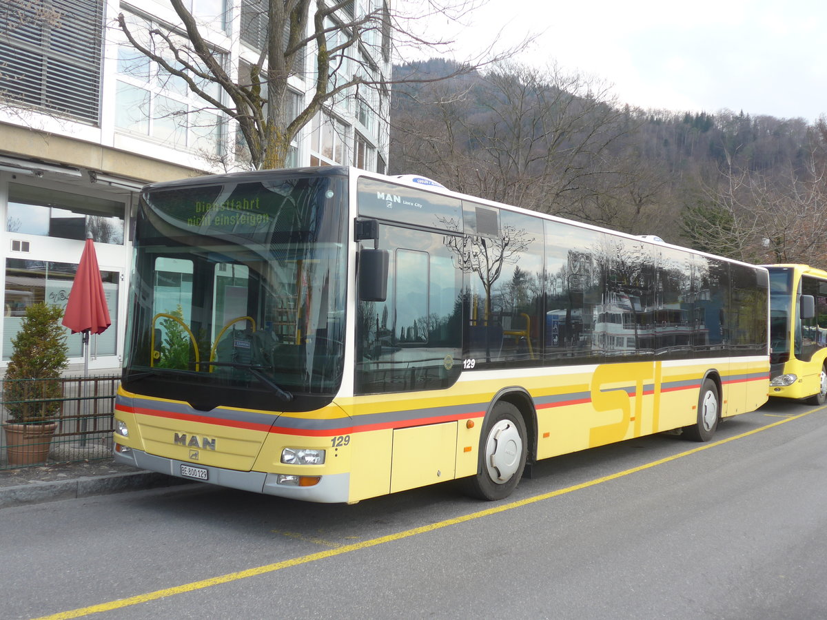 (215'287) - STI Thun - Nr. 129/BE 800'129 - MAN am 20. Mrz 2020 bei der Schifflndte Thun