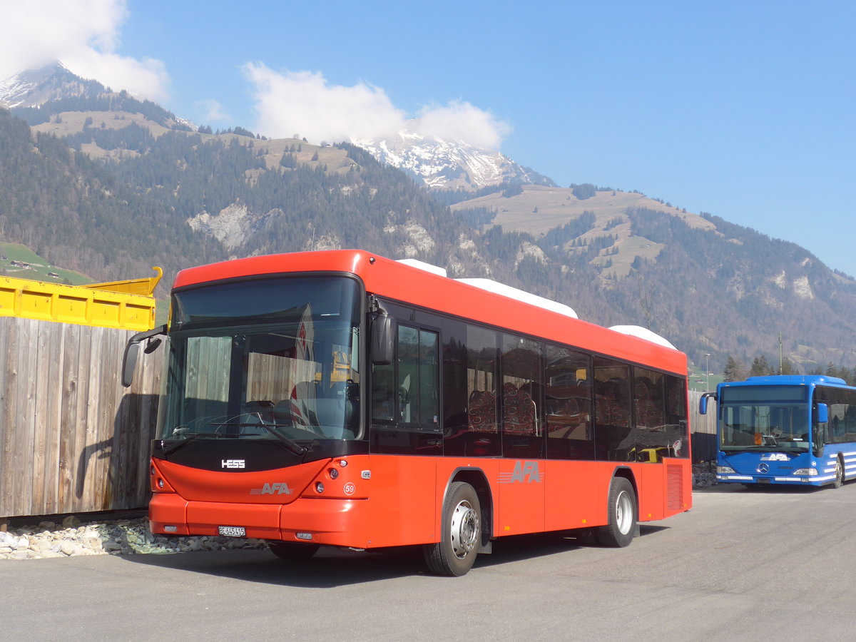 (215'515) - AFA Adelboden - Nr. 59/BE 645'415 - Scania/Hess am 25. Mrz 2020 in Frutigen, Garage