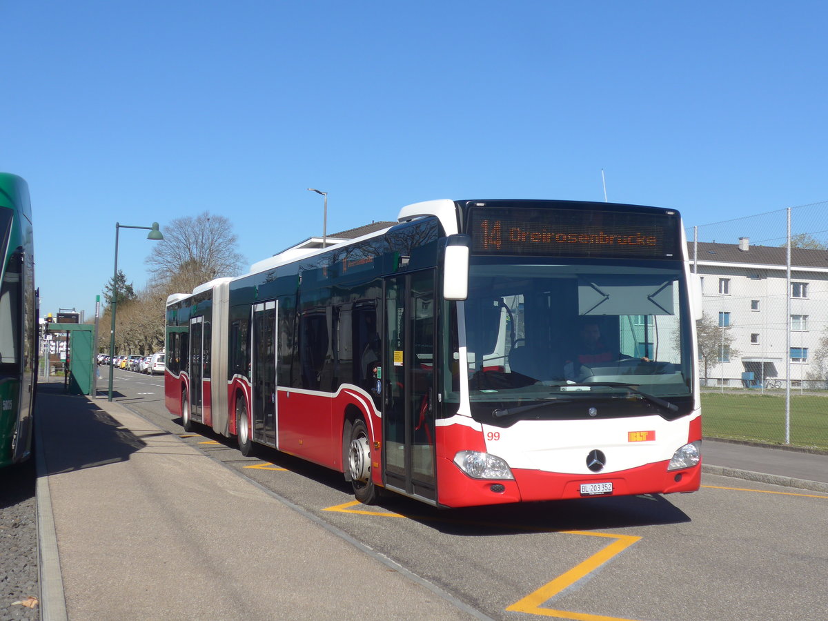 (215'719) - BLT Oberwil - Nr. 99/BL 203'352 - Mercedes (ex Gschwindl, A-Wien Nr. 8413) am 31. Mrz 2020 in Muttenz, Rothausstrasse