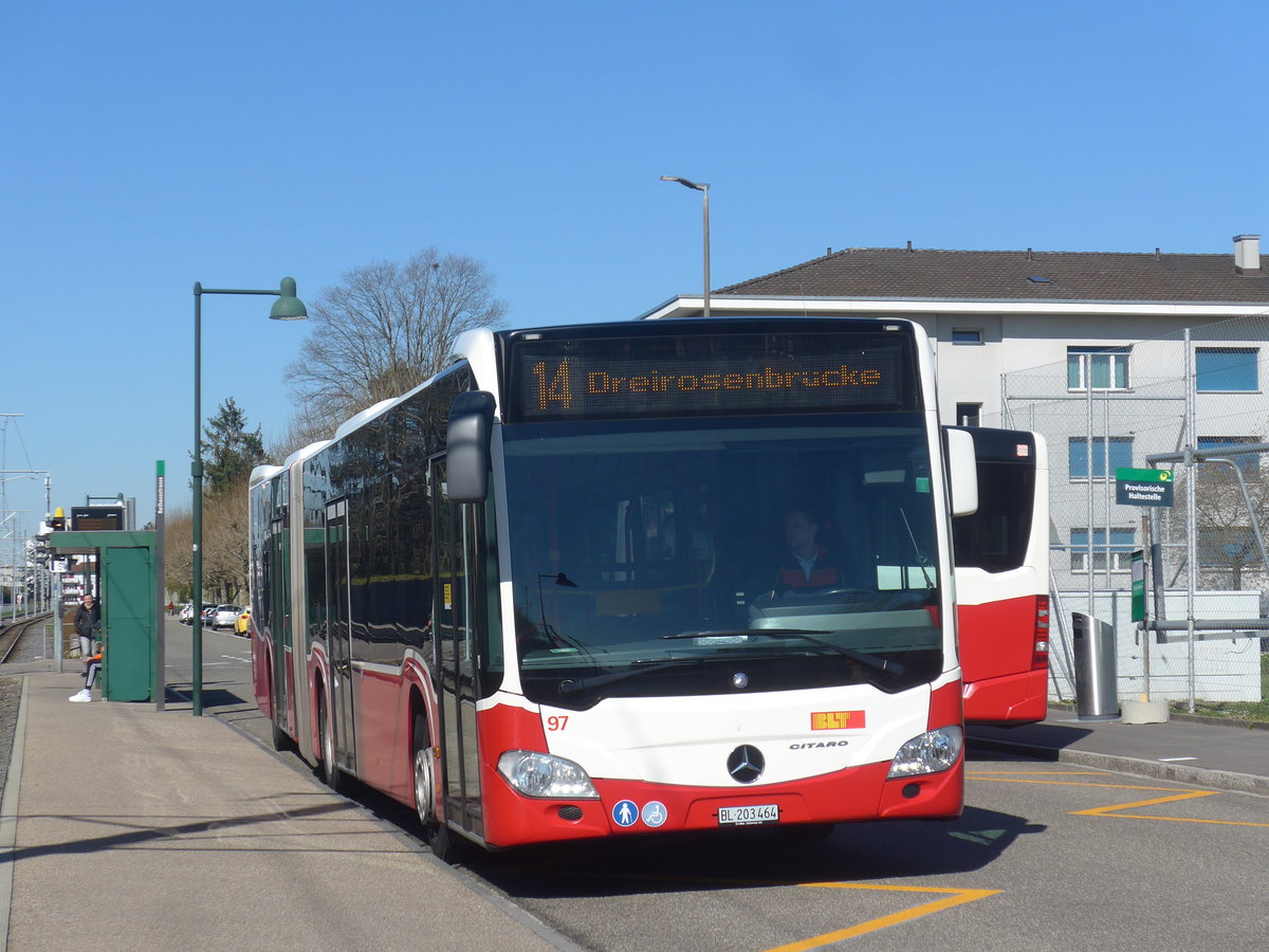 (215'724) - BLT Oberwil - Nr. 97/BL 203'464 - Mercedes (ex Gschwindl, A-Wien Nr. 8409) am 31. Mrz 2020 in Muttenz, Rothausstrasse