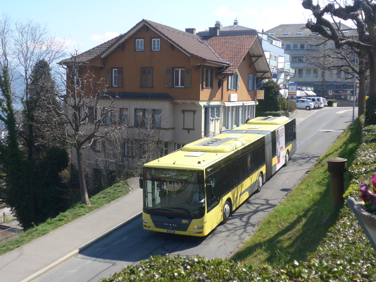 (215'787) - STI Thun - Nr. 140/BE 801'140 - MAN am 2. April 2020 in Spiez, Seestrasse