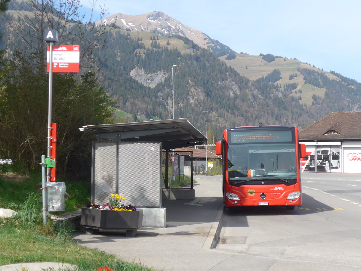 (216'142) - AFA Adelboden - Nr. 28/BE 43'089 - Mercedes am 16. April 2020 beim Bahnhof Frutigen