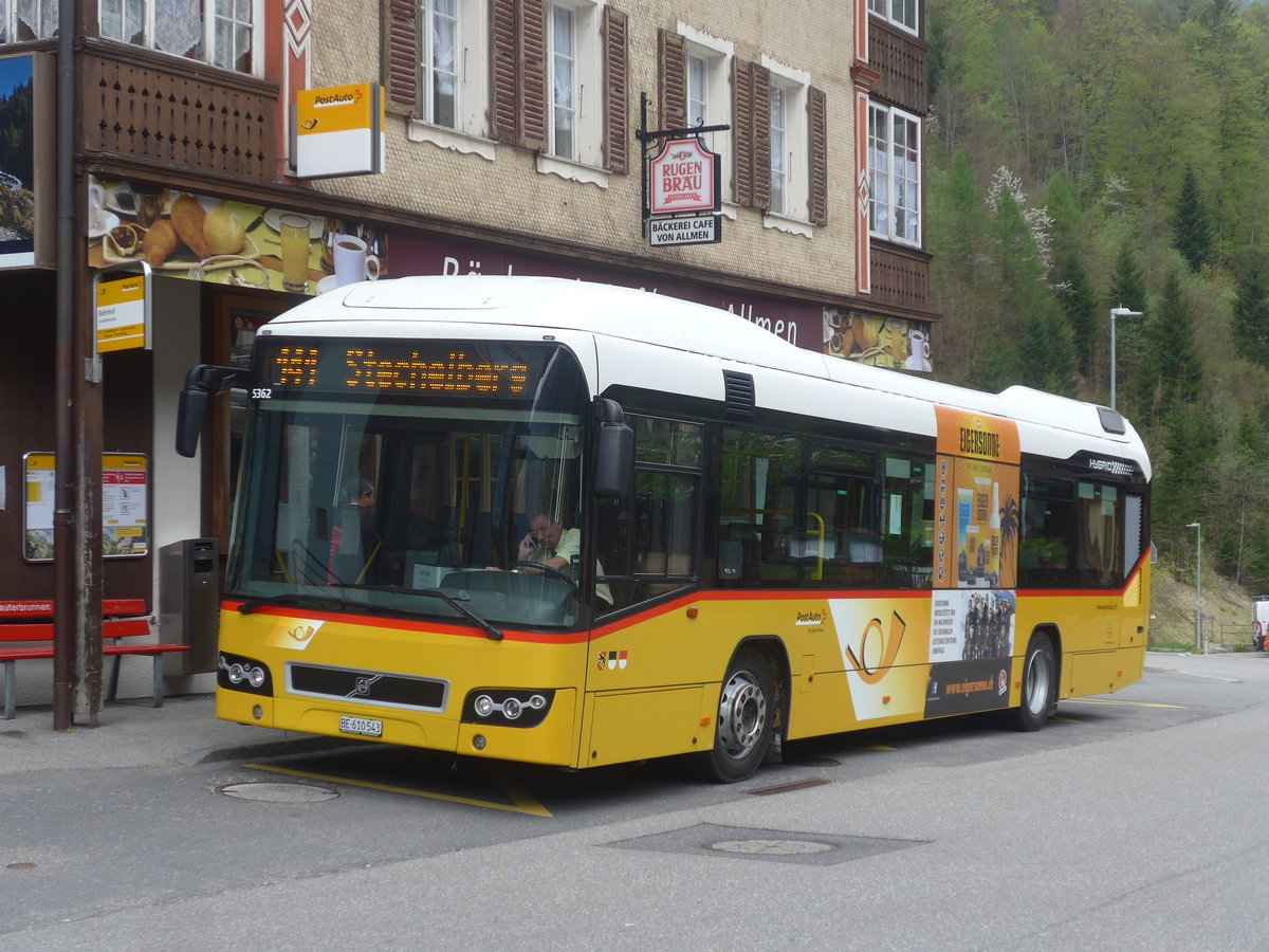 (216'313) - PostAuto Bern - BE 610'543 - Volvo am 21. April 2020 beim Bahnhof Lauterbrunnen