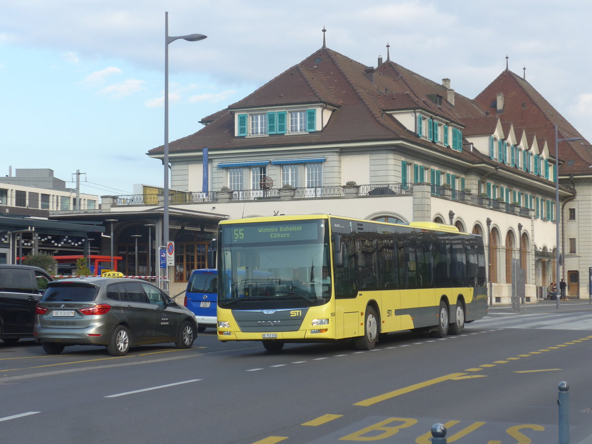 (216'463) - STI Thun - Nr. 158/BE 752'158 - MAN am 26. April 2020 beim Bahnhof Thun