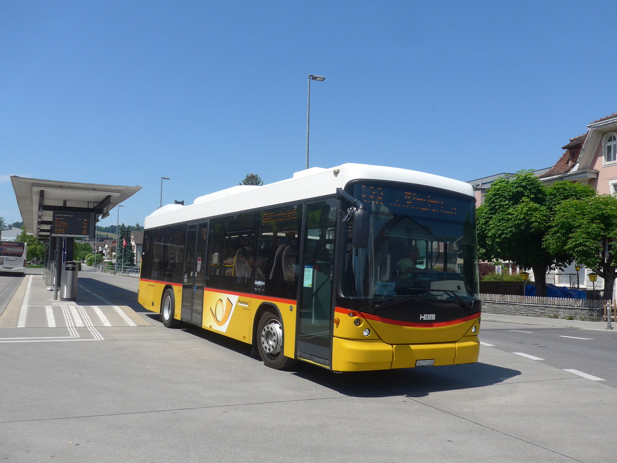 (216'830) - PostAuto Ostschweiz - SG 273'335 - Scania/Hess am 9. Mai 2020 beim Bahnhof Uznach