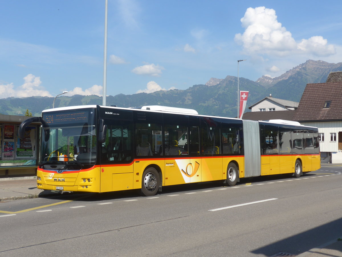 (216'882) - PostAuto Ostschweiz - SZ 60'601 - MAN am 9. Mai 2020 in Reichenburg, Kreuzwies