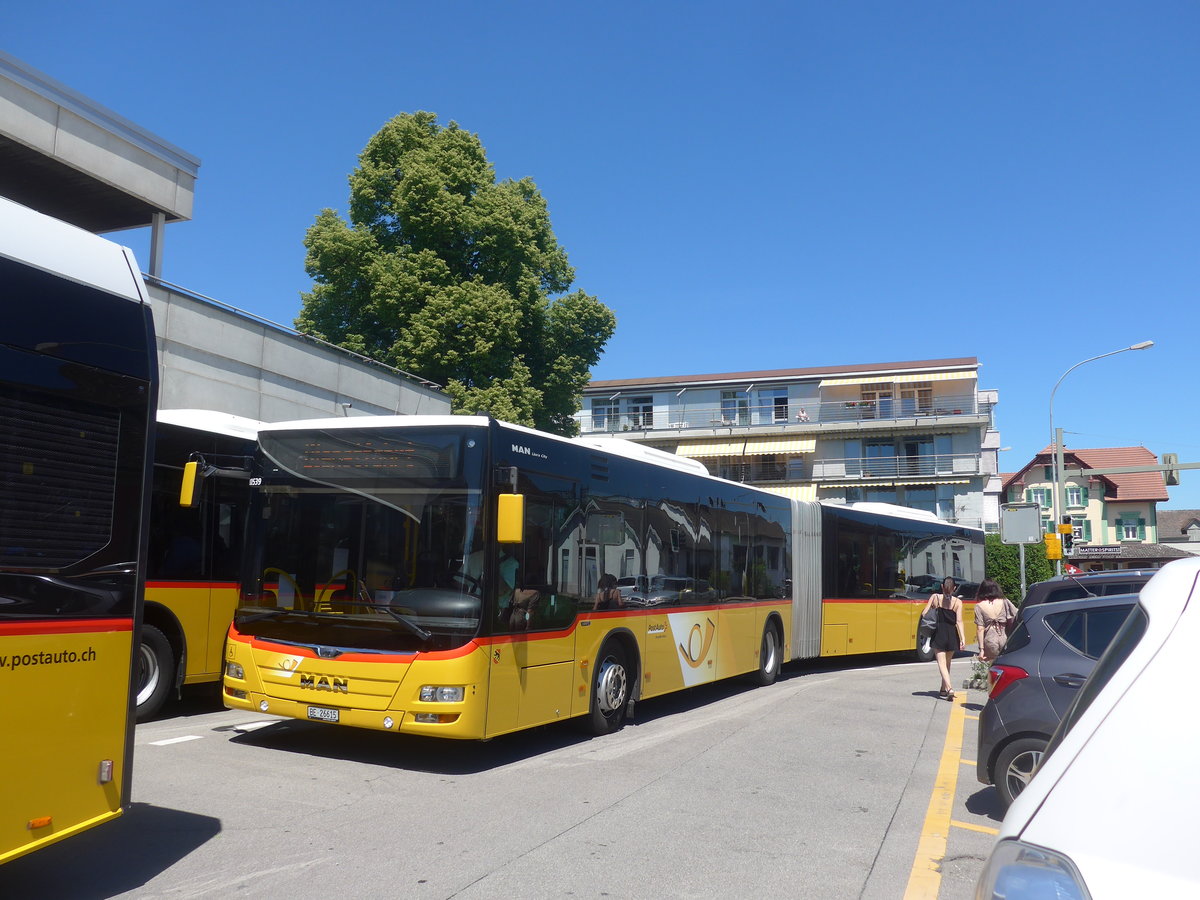 (217'156) - AVA Biel - Nr. 7/BE 26'615 - MAN am 21. Mai 2020 in Aarberg, Post/Bahnhof