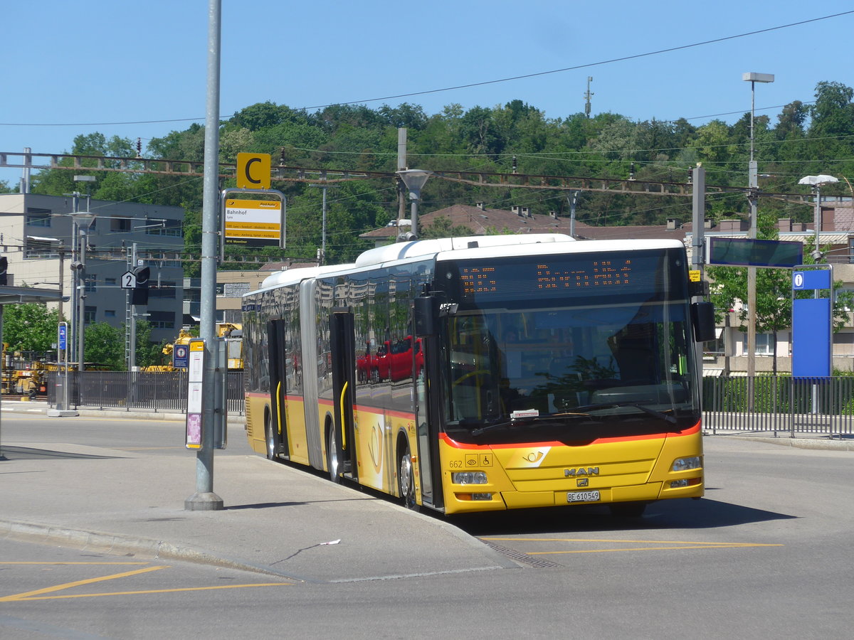 (217'177) - PostAuto Bern - Nr. 662/BE 610'549 - MAN am 21. Mai 2020 beim Bahnhof Lyss