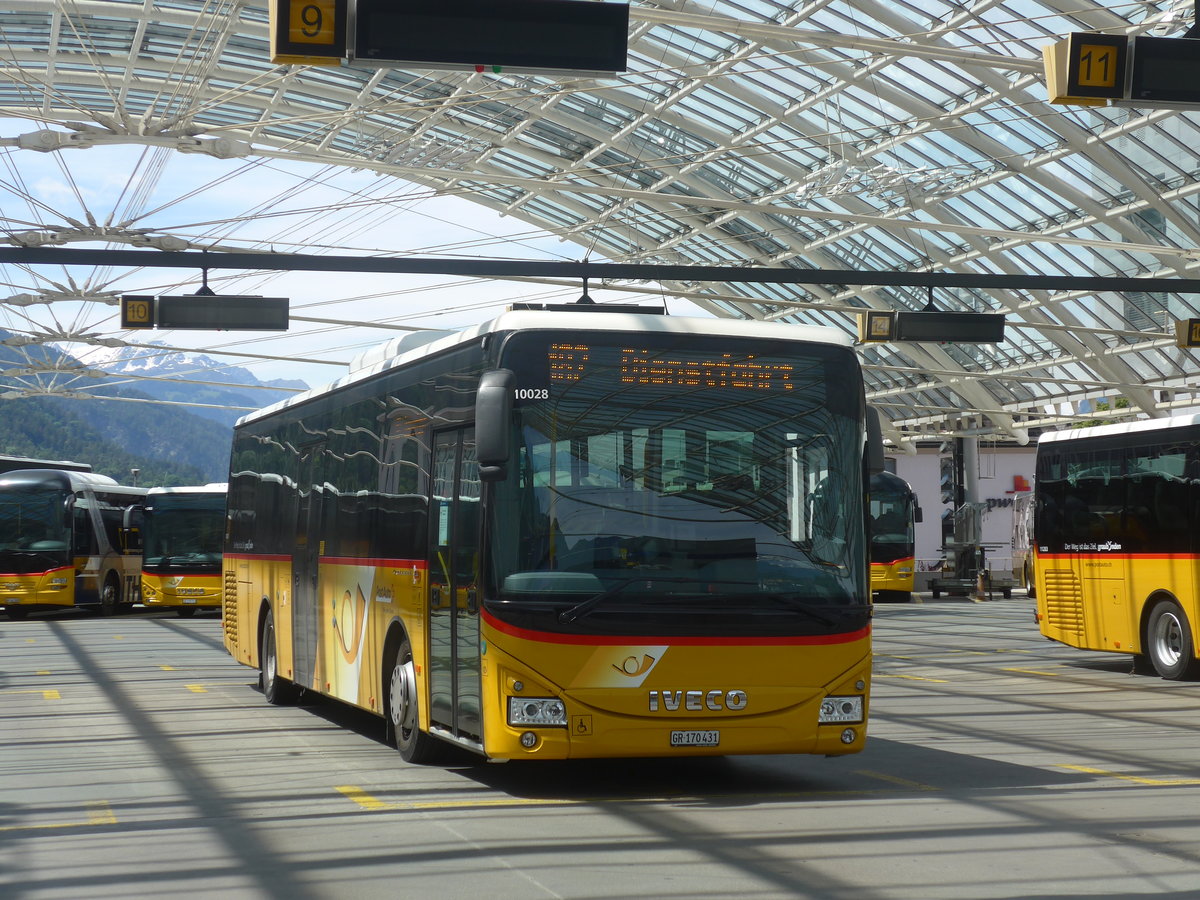 (217'206) - PostAuto Graubnden - GR 170'431 - Iveco am 23. Mai 2020 in Chur, Postautostation