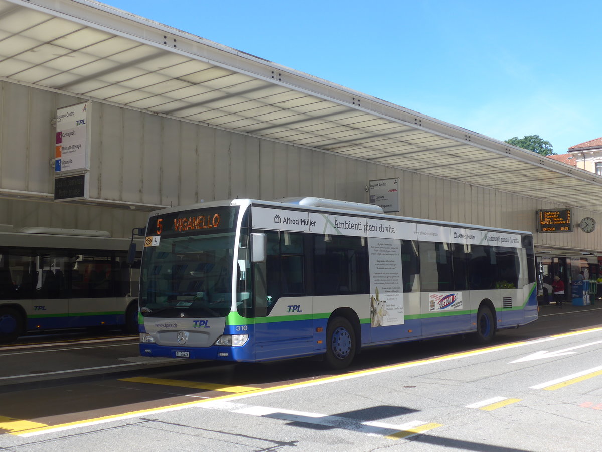 (217'275) - TPL Lugano - Nr. 310/TI 76'229 - Mercedes am 24. Mai 2020 in Lugano, Centro