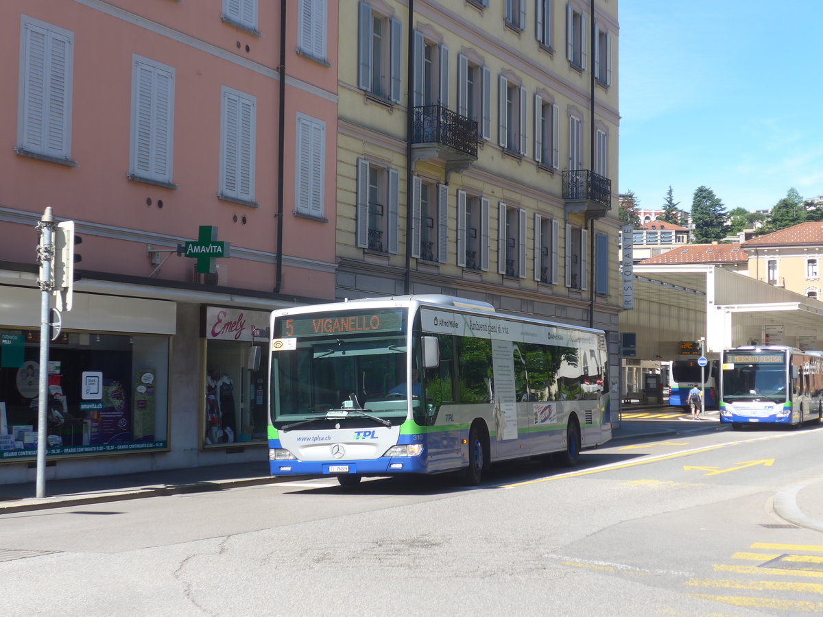 (217'280) - TPL Lugano - Nr. 310/TI 76'229 - Mercedes am 24. Mai 2020 in Lugano, Centro